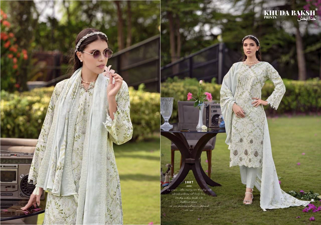 DASTAAN-E-JASHAN VOL 3 By KHUDHA BAKSH 1001 To 1008 Series Pakistani Suits casual Wear PURE LAWN Readymade Stitched Dresses At Wholesale